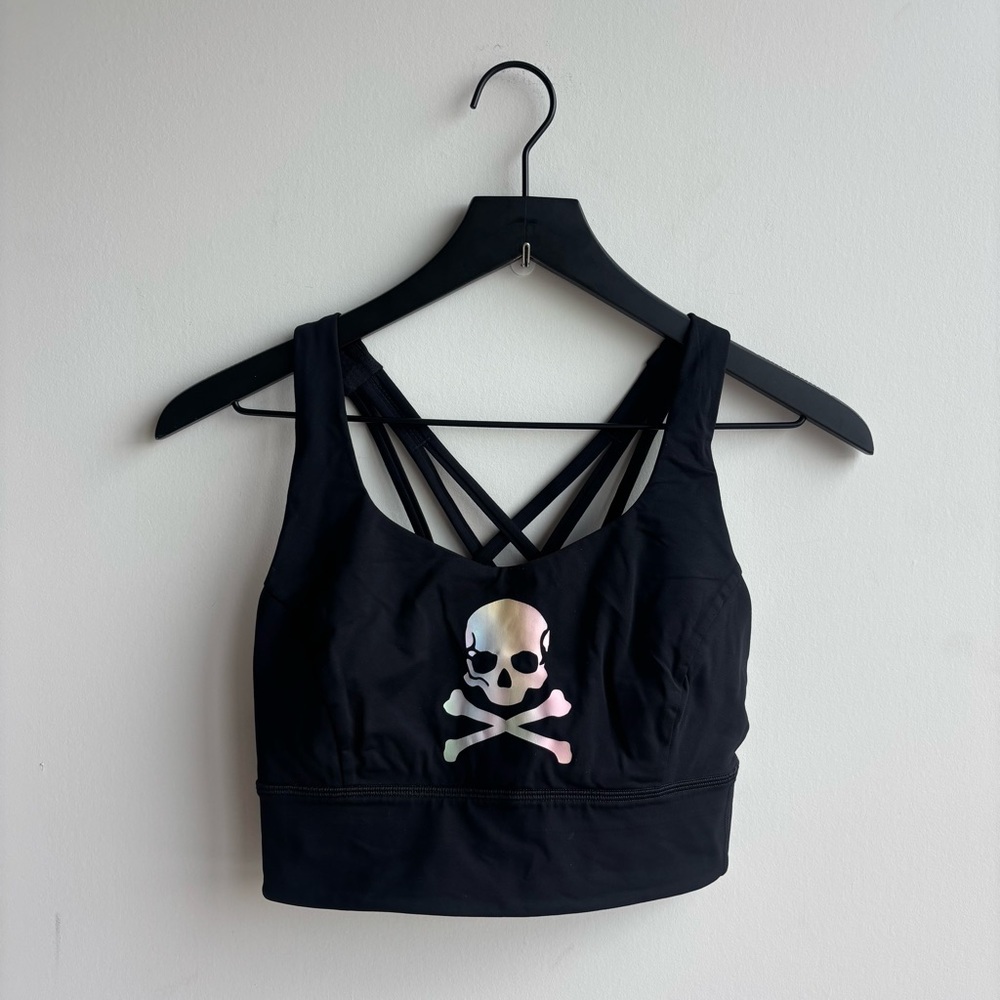 lululemon athletica Black Sports Bra with Iridescent Skull